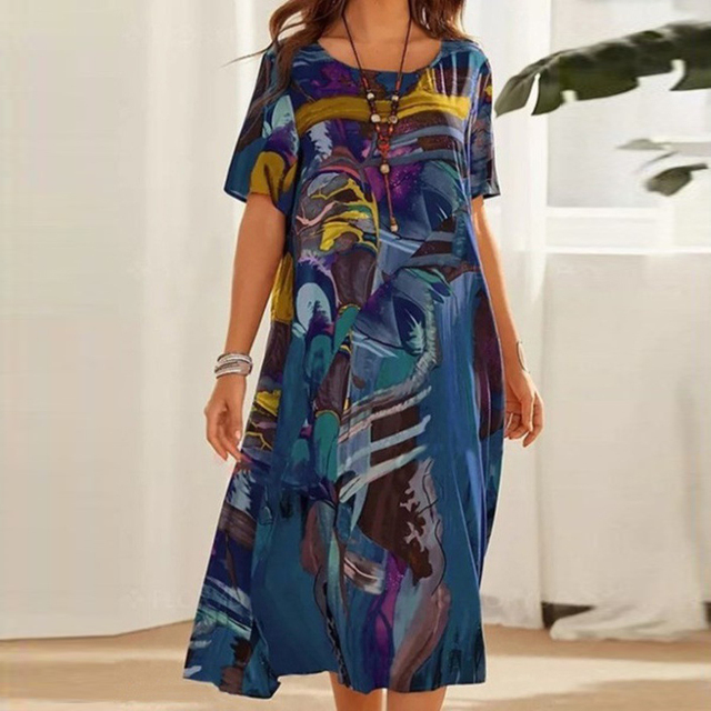 India | Artistic Print Midi Dress