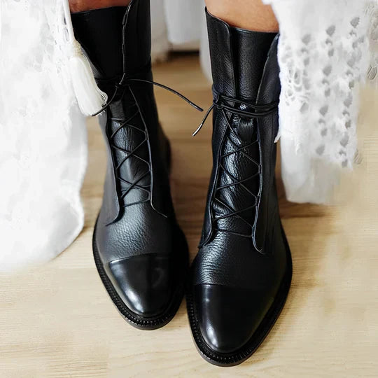 Crisanta | Calf Length Lace-Up Boots for Stylish Comfort