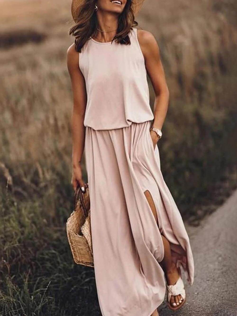 Lisette | Loose Waisted Sleeveless Slit Dress - Effortless Summer Style