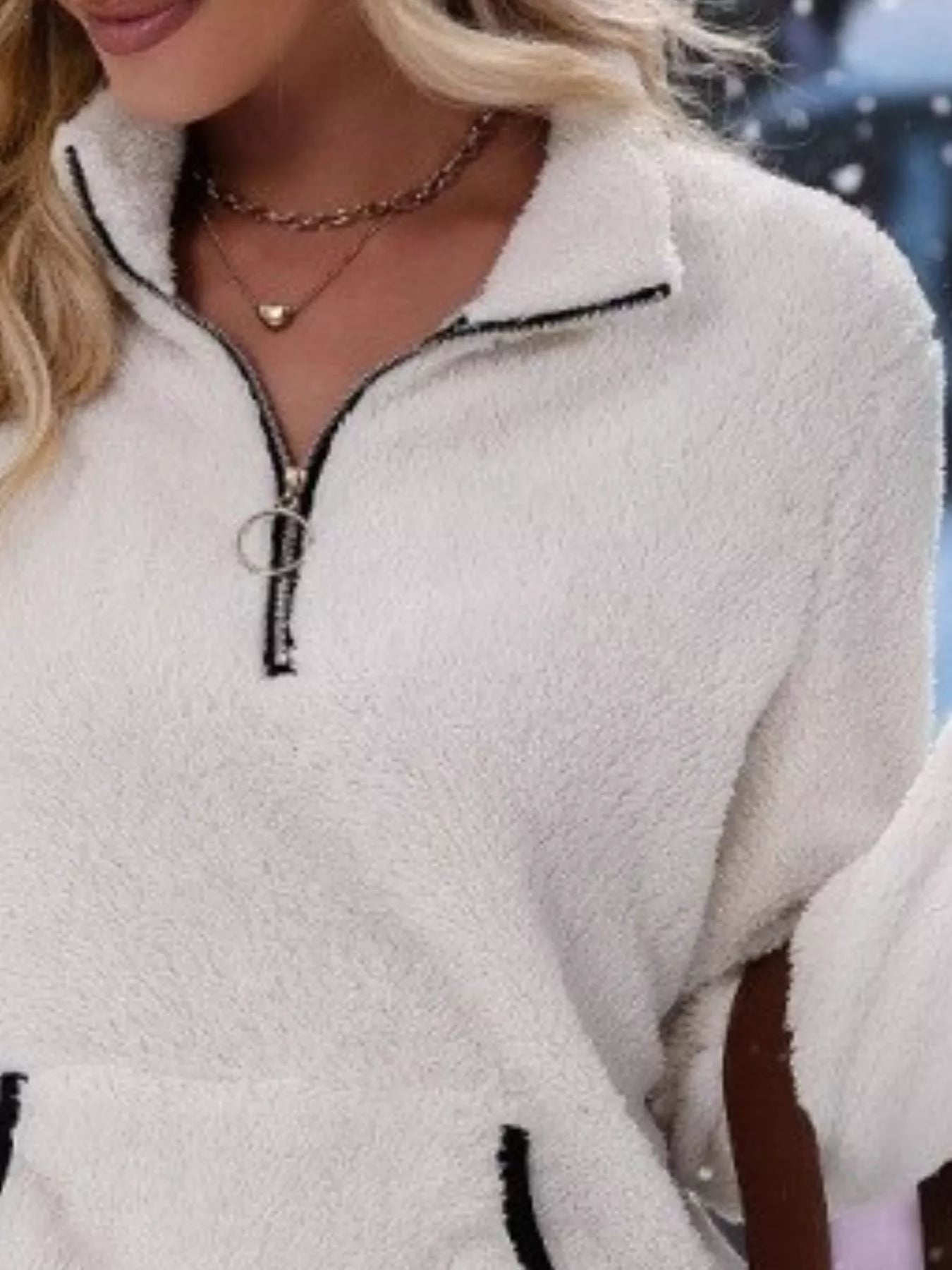 Amabel | Women's Half-Zip Fleece Pullover Teddy Jumper