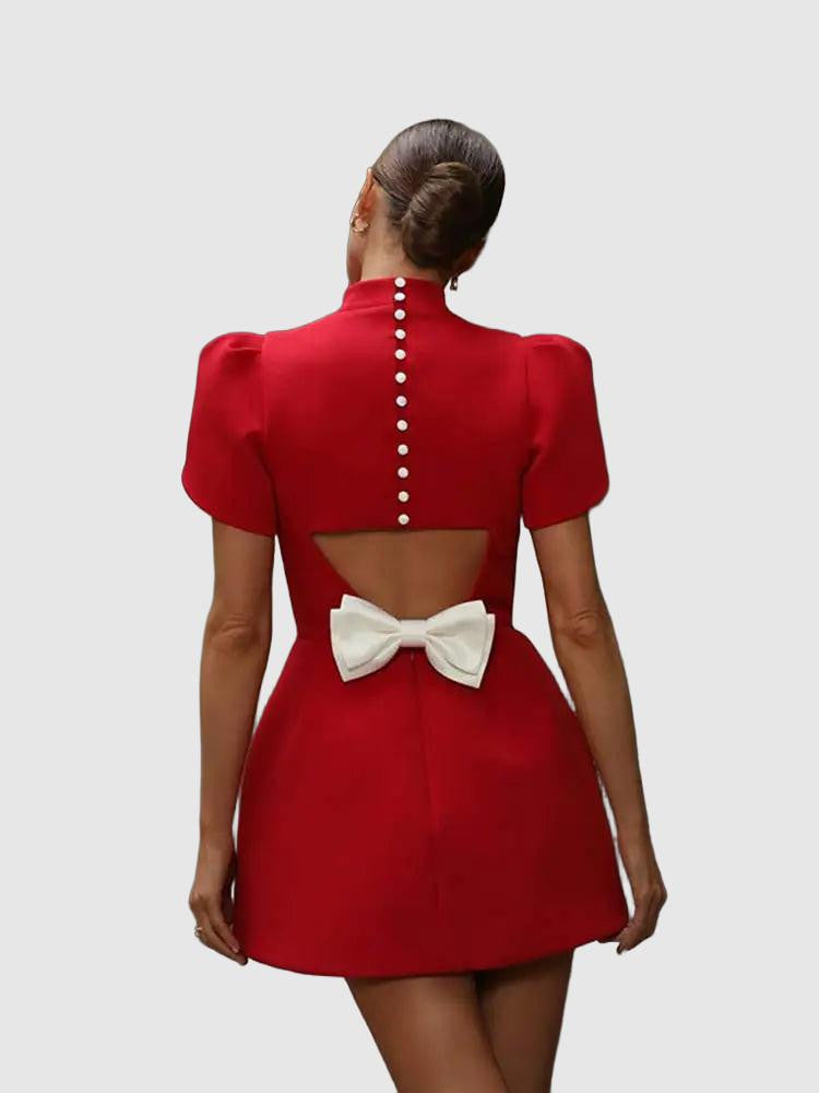 Kaylee | Chic Hollow Tie Red Party Mini Dress - Timeless Summer Style