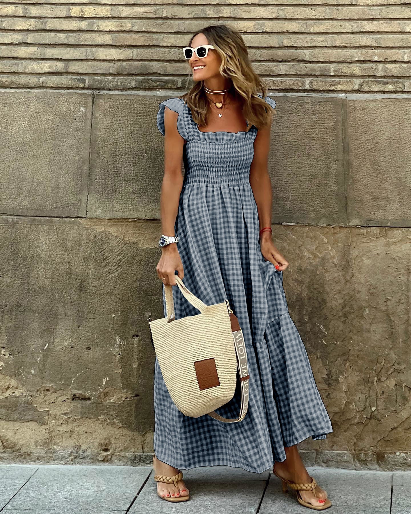 Monica | Elegant Sleeve Smocked Maxi Dress