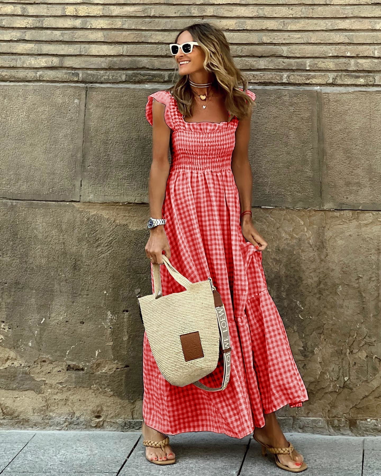 Monica | Elegant Sleeve Smocked Maxi Dress