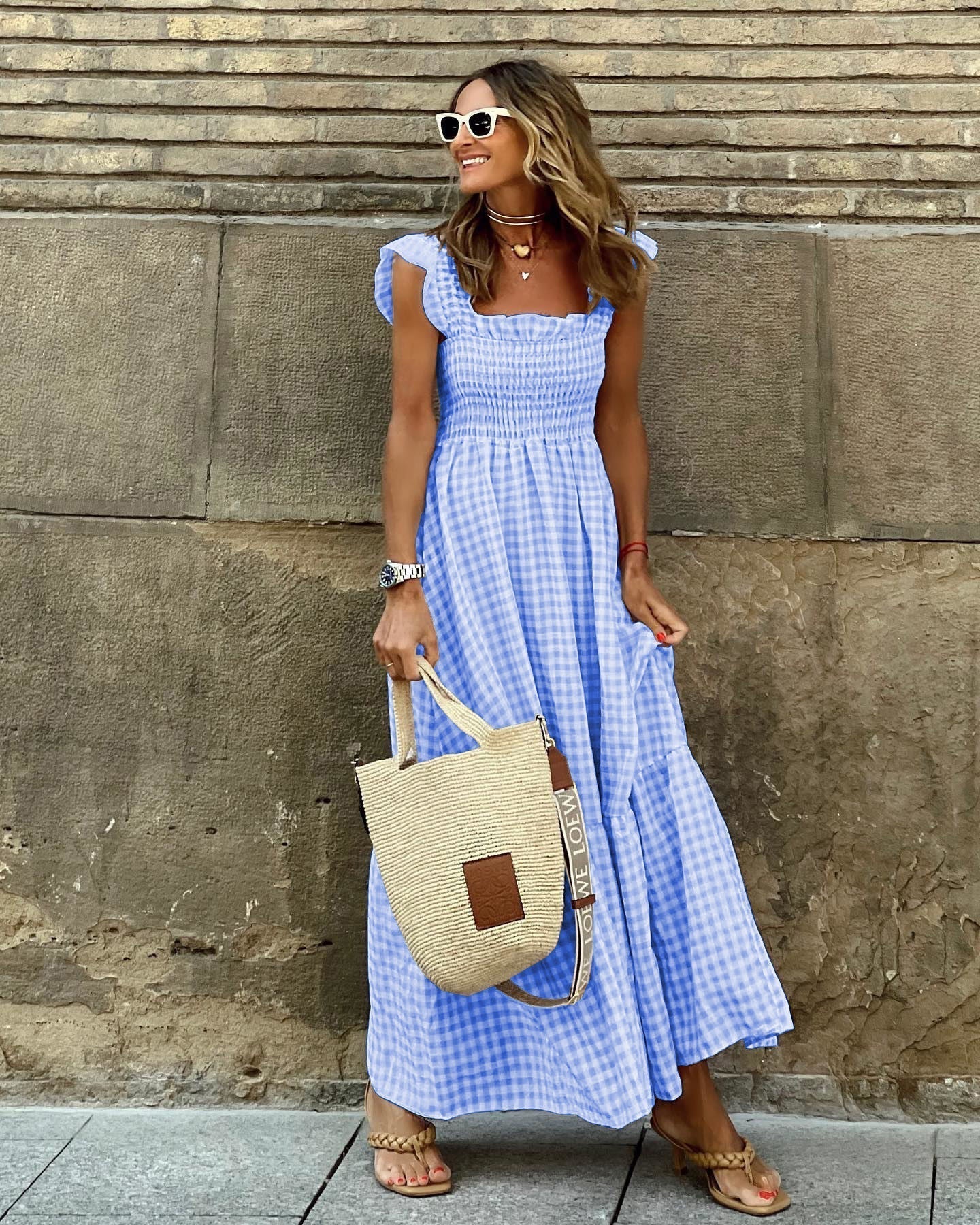 Monica | Elegant Sleeve Smocked Maxi Dress