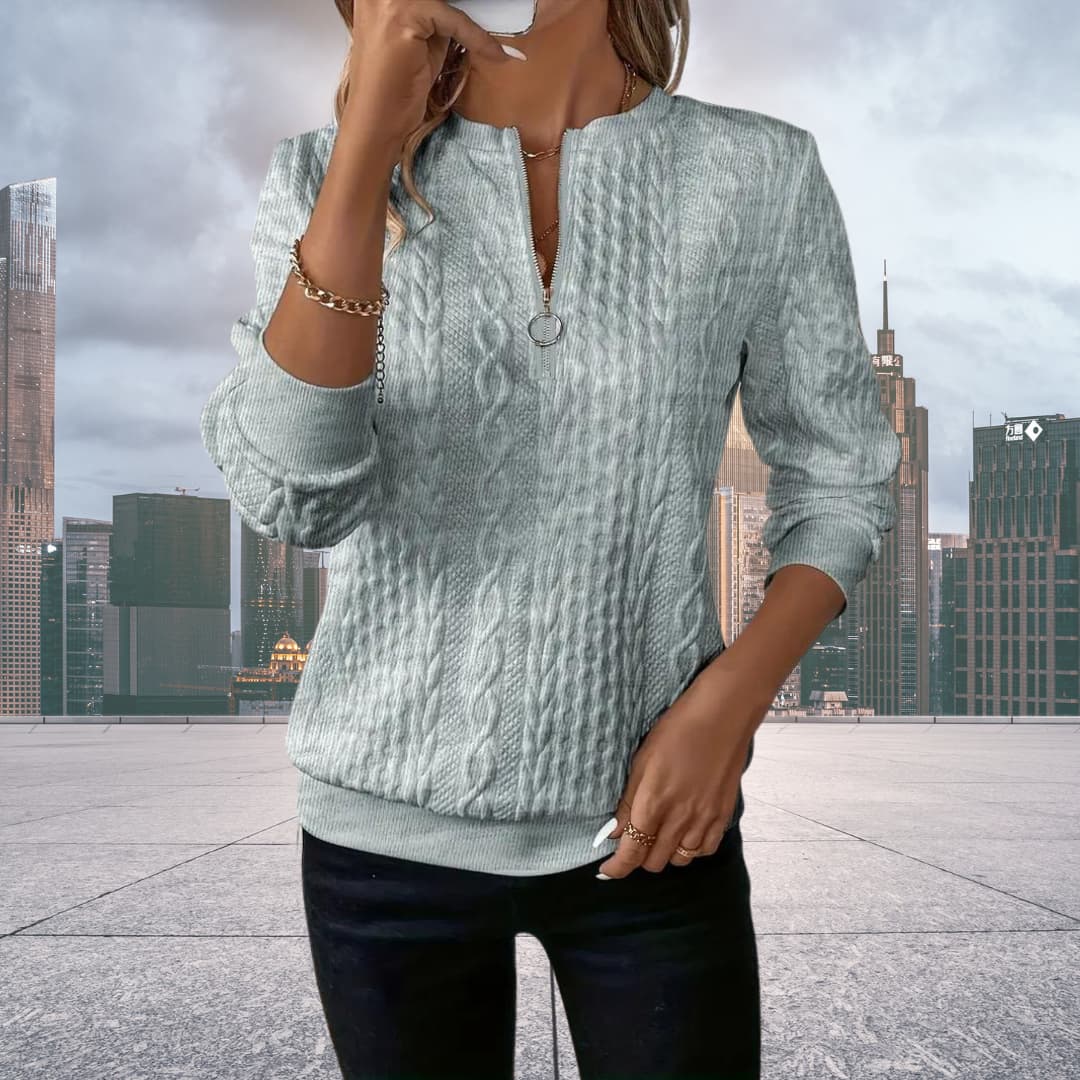Alvine | Women's Cable Knit Zip-Up Sweater