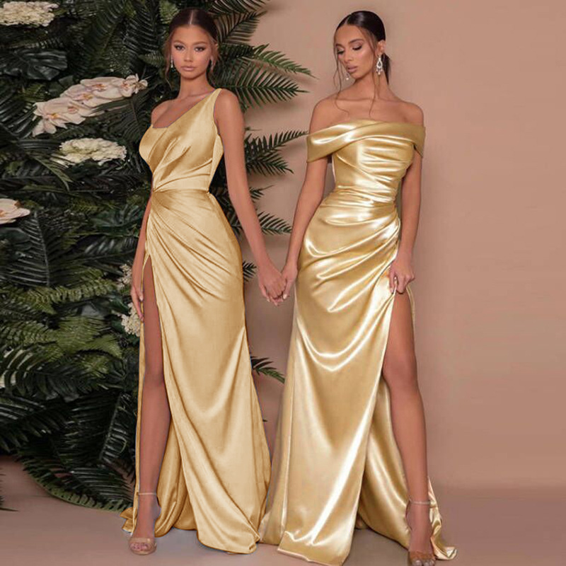 Kimberly | Chic One-Shoulder Maxi Dress with Corset & High Slit for Special Occasions