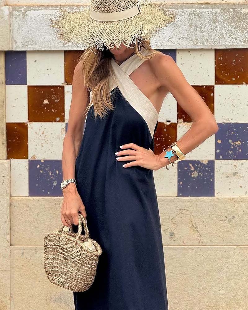 Lindsey | Chic Maxi Cross Neck Dress for Unforgettable Occasions