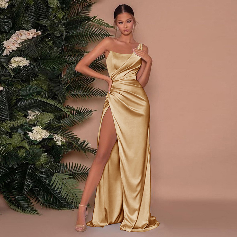 Kimberly | Chic One-Shoulder Maxi Dress with Corset & High Slit for Special Occasions