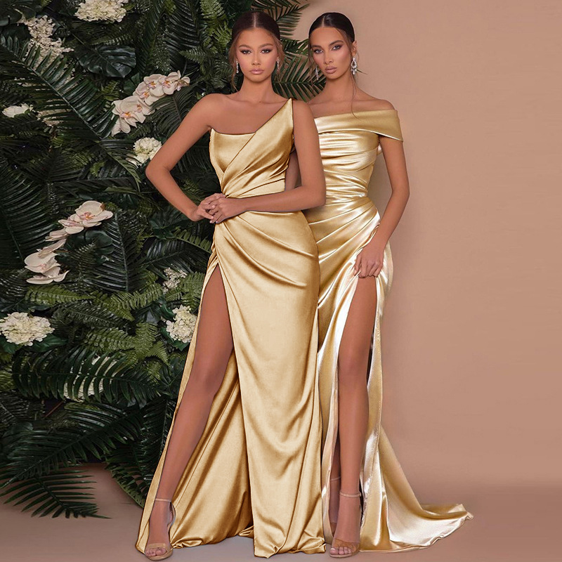 Kimberly | Chic One-Shoulder Maxi Dress with Corset & High Slit for Special Occasions