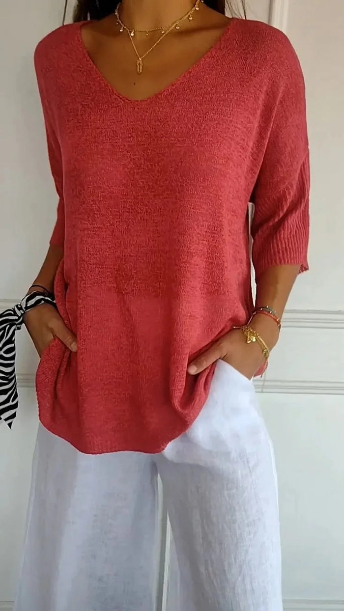 Adaline | Women's Oversized V-Neck Sweater Top