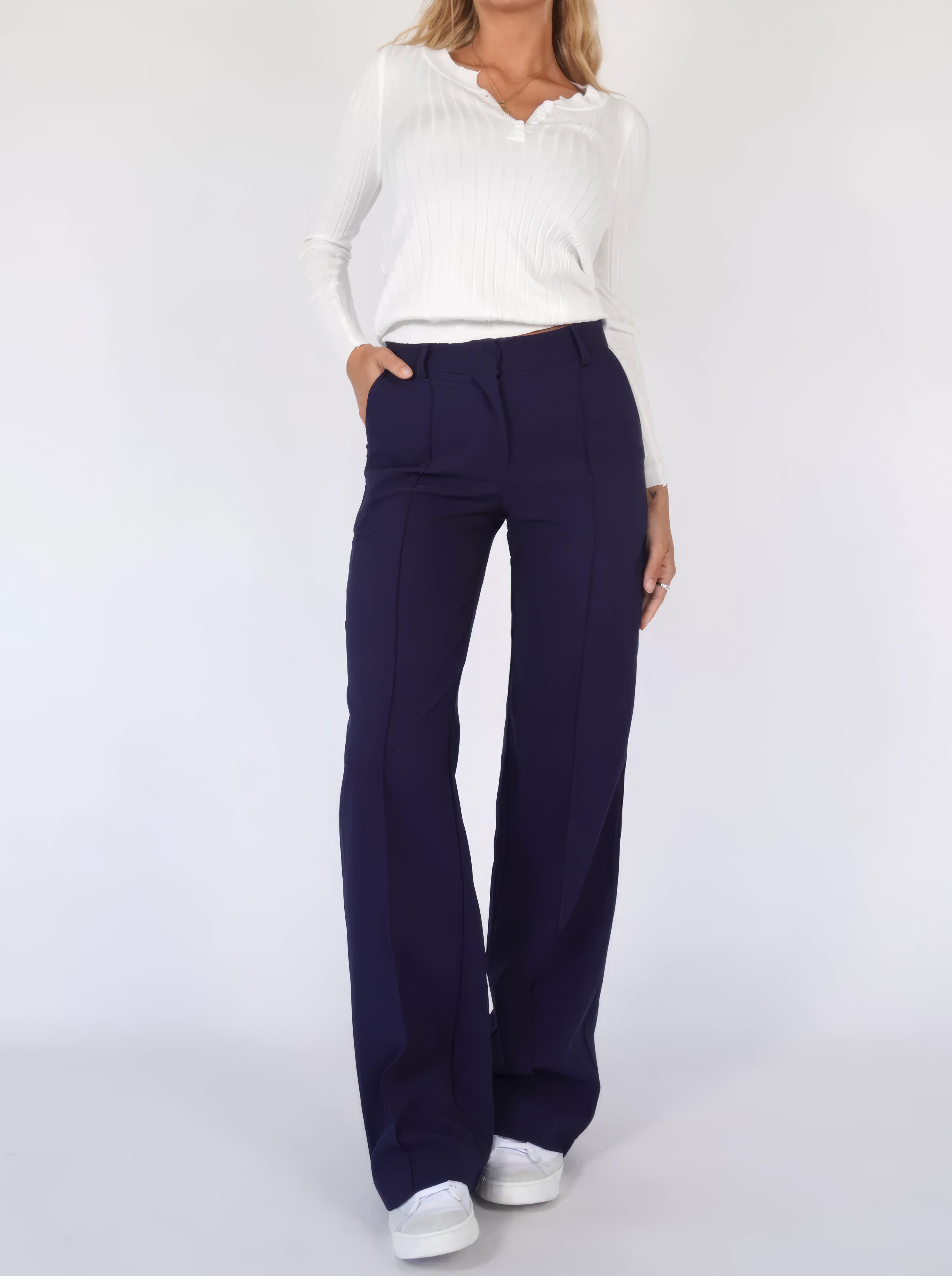 Brielle | Elegant High-Waisted Wide-Leg Trousers