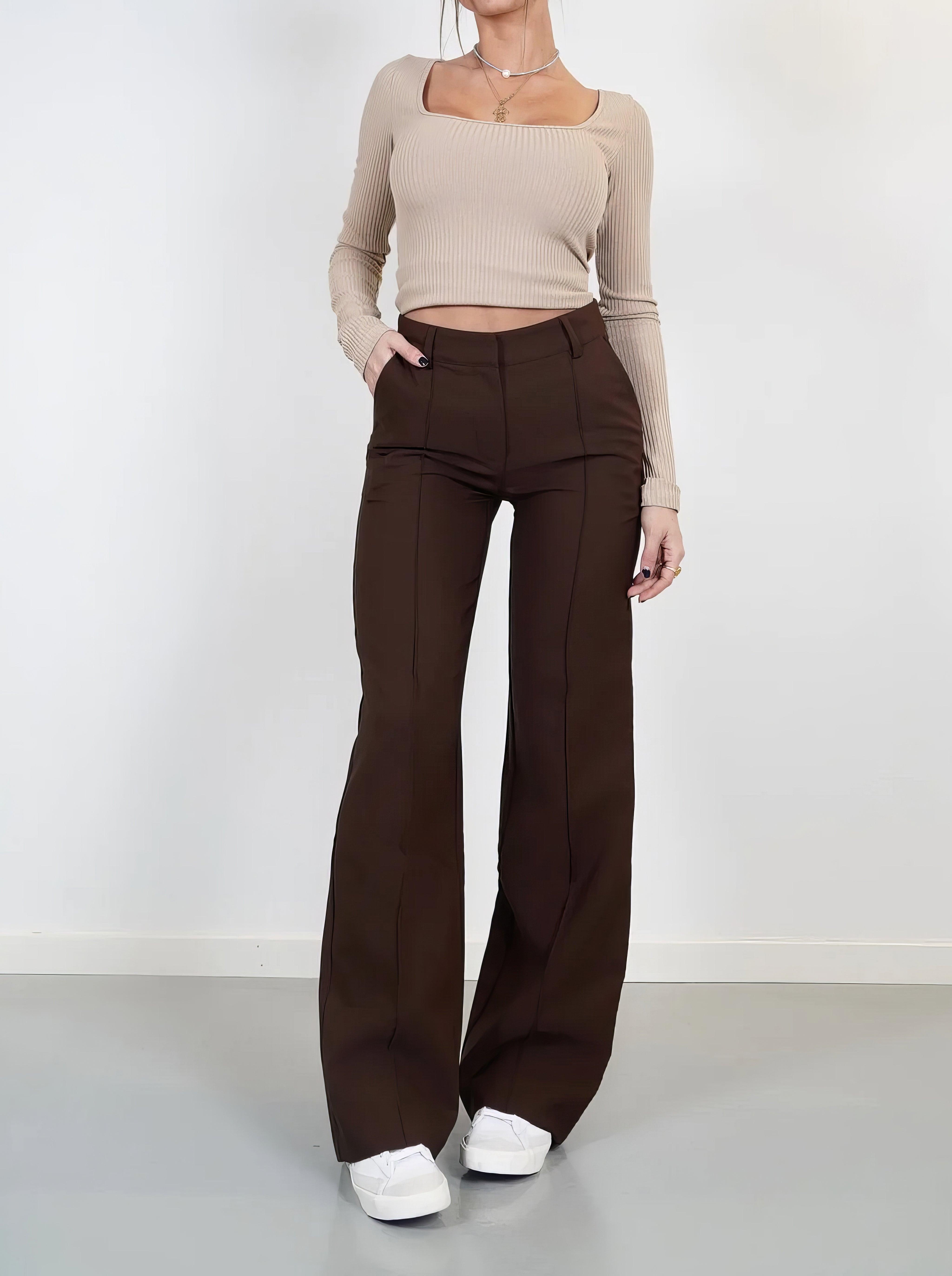 Brielle | Elegant High-Waisted Wide-Leg Trousers