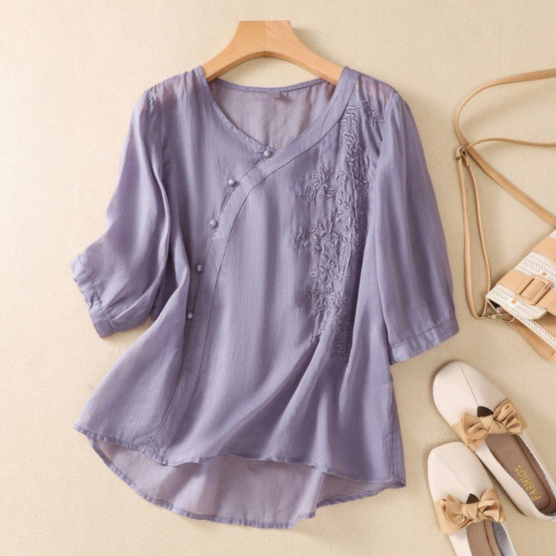 Clarice | Elegant Asymmetrical Button Tunic
