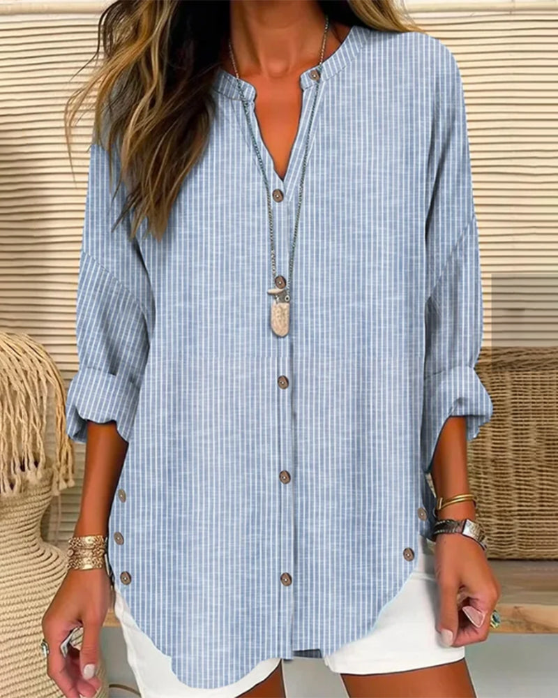 Colette | Chic Loose Fit Long Sleeve Button-Up Blouse for Women
