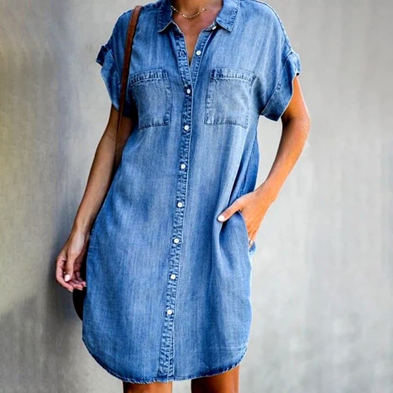 Hannah | Stylish Casual Denim Dress with Button Closure