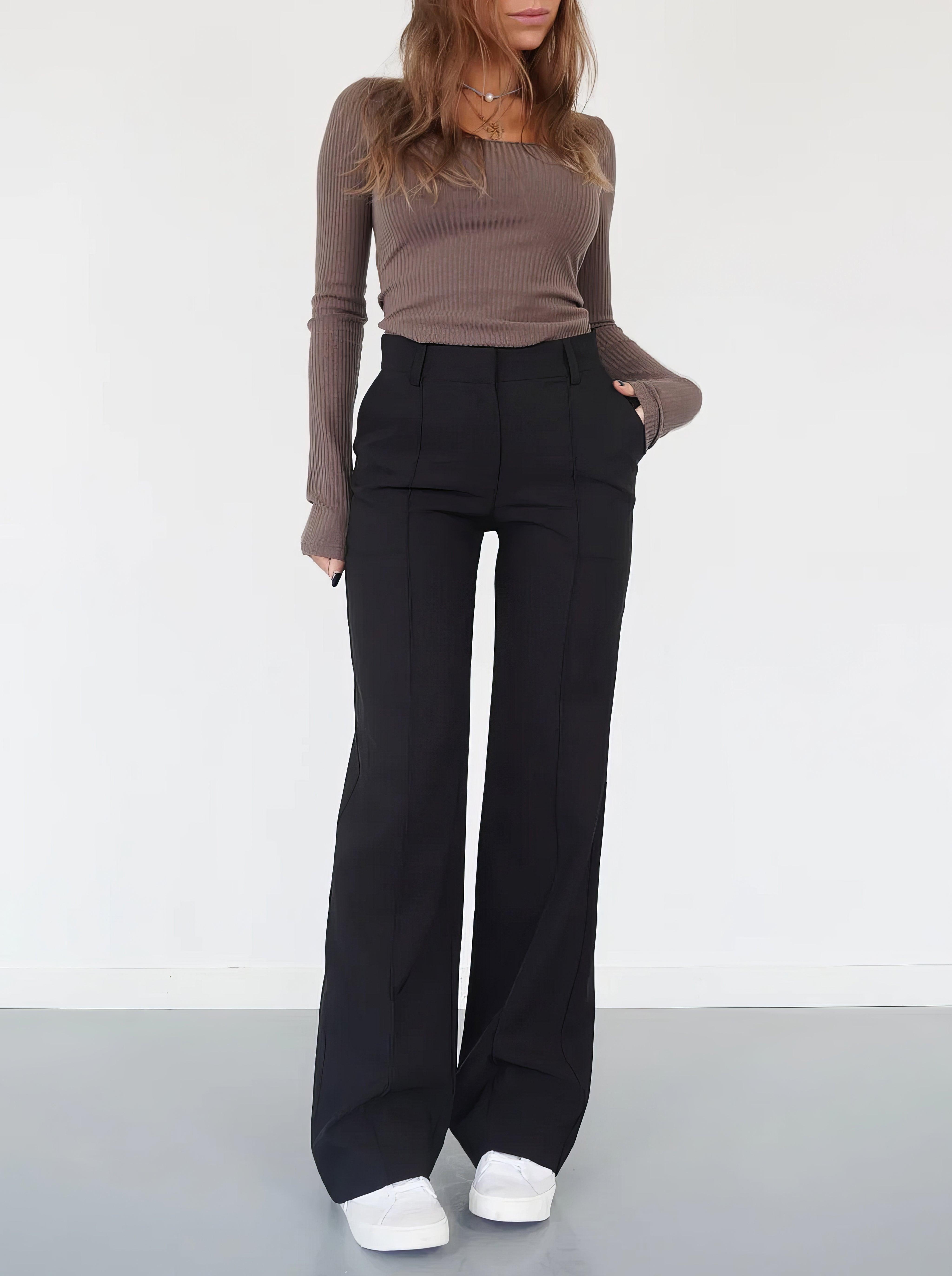 Brielle | Elegant High-Waisted Wide-Leg Trousers