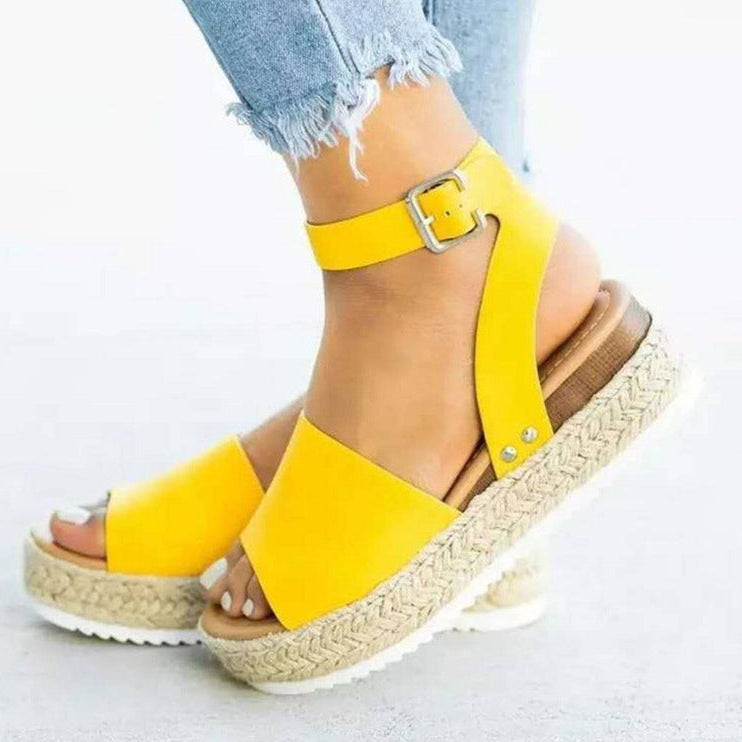 Laureline | Women's Jute Wedge Sandals - Chic Platform Footwear