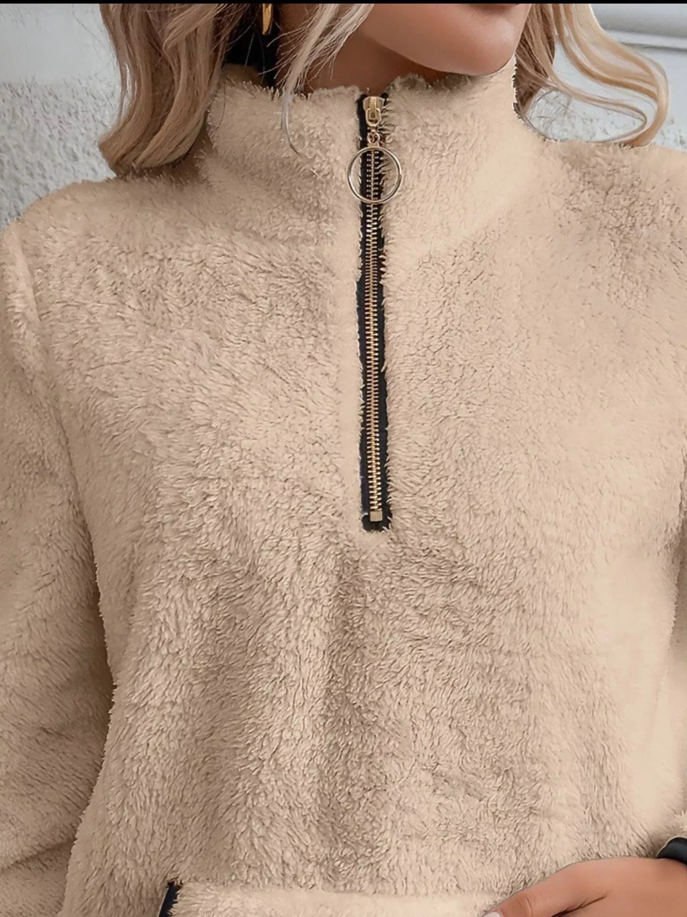 Amabel | Women's Half-Zip Fleece Pullover Teddy Jumper