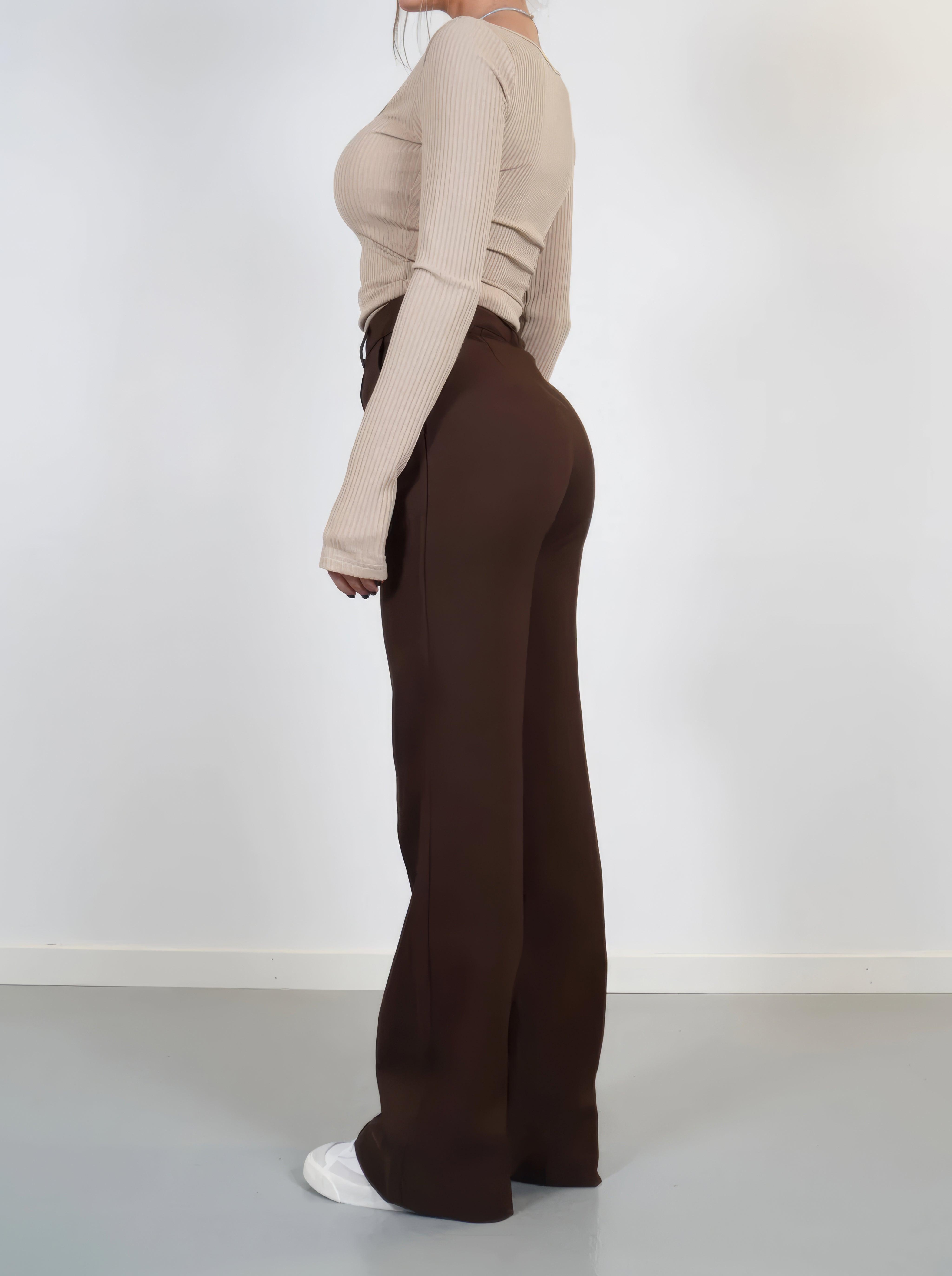 Brielle | Elegant High-Waisted Wide-Leg Trousers