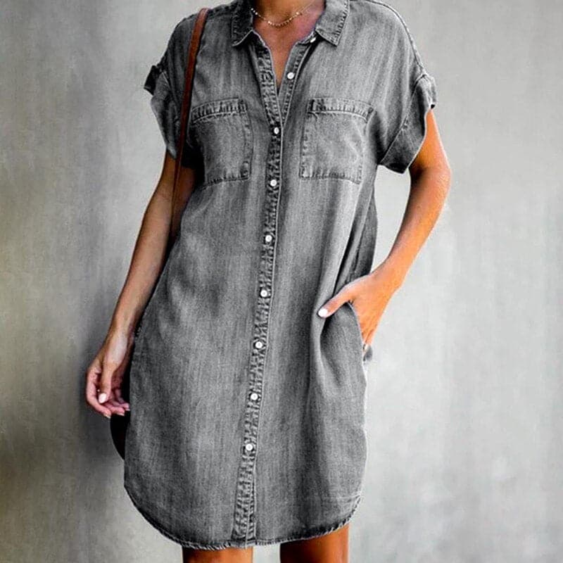 Hannah | Stylish Casual Denim Dress with Button Closure