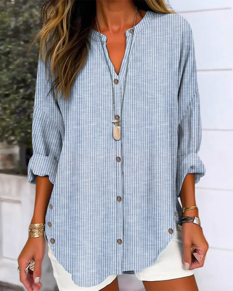 Colette | Chic Loose Fit Long Sleeve Button-Up Blouse for Women