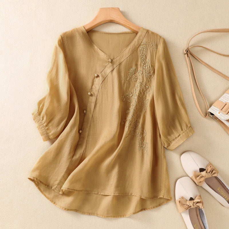 Clarice | Elegant Asymmetrical Button Tunic
