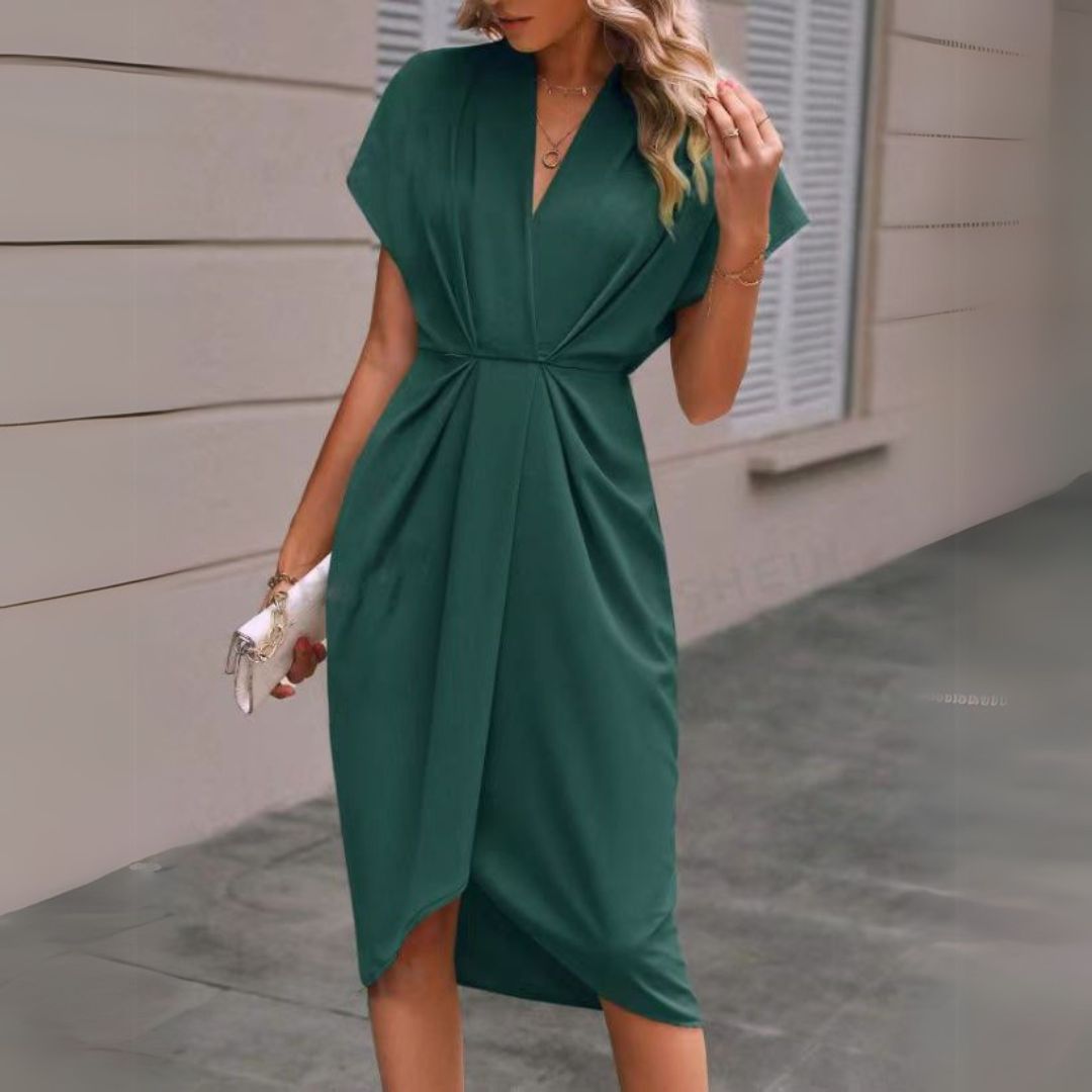 Kathleen | Chic Draped Midi Dress for Women