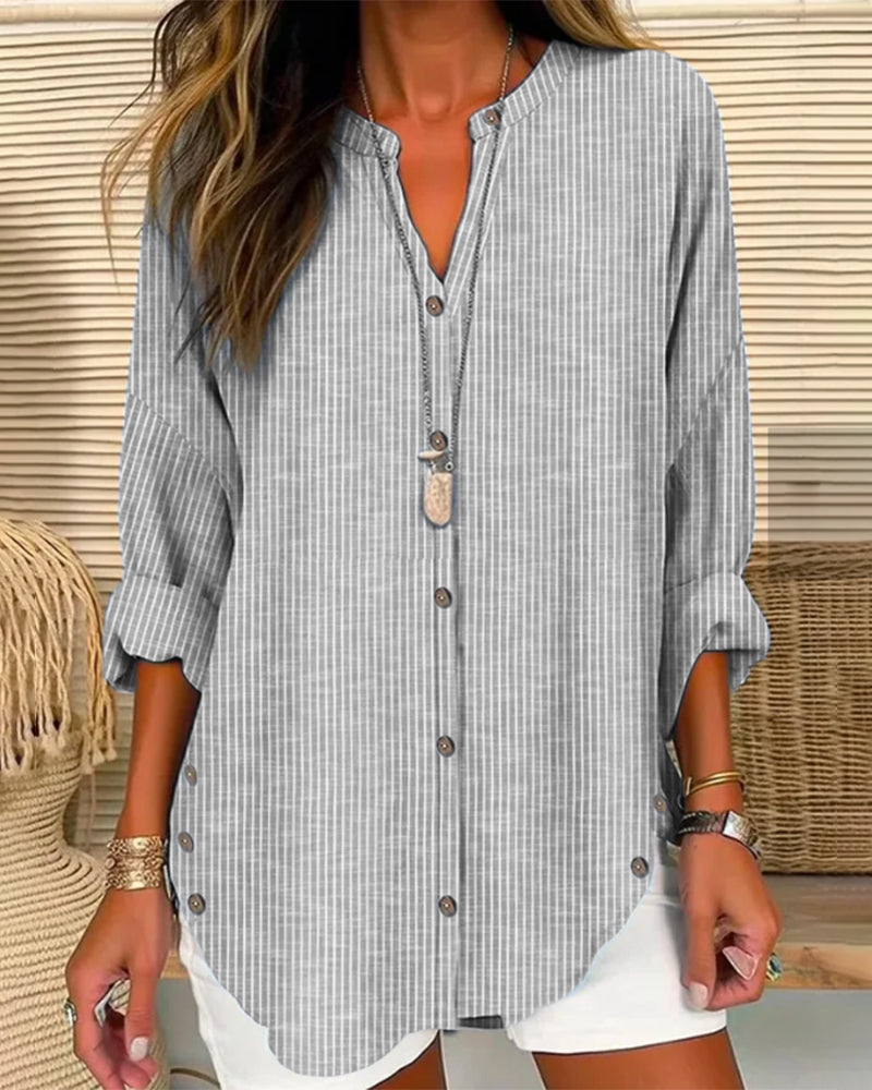 Colette | Chic Loose Fit Long Sleeve Button-Up Blouse for Women