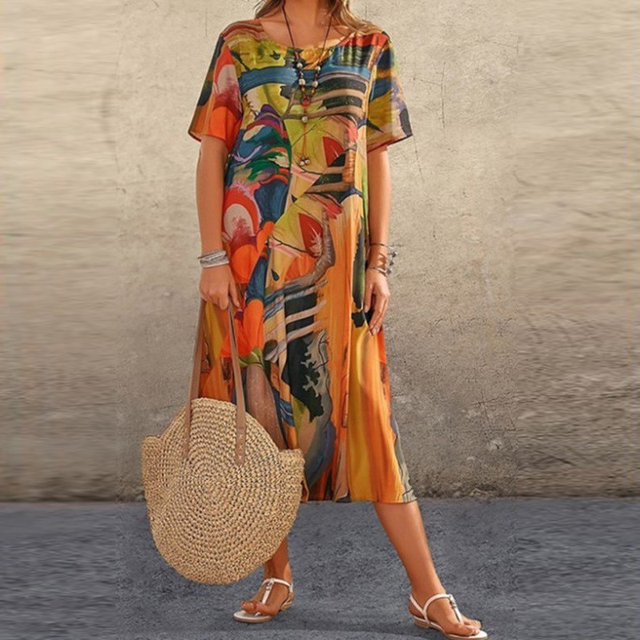 India | Artistic Print Midi Dress