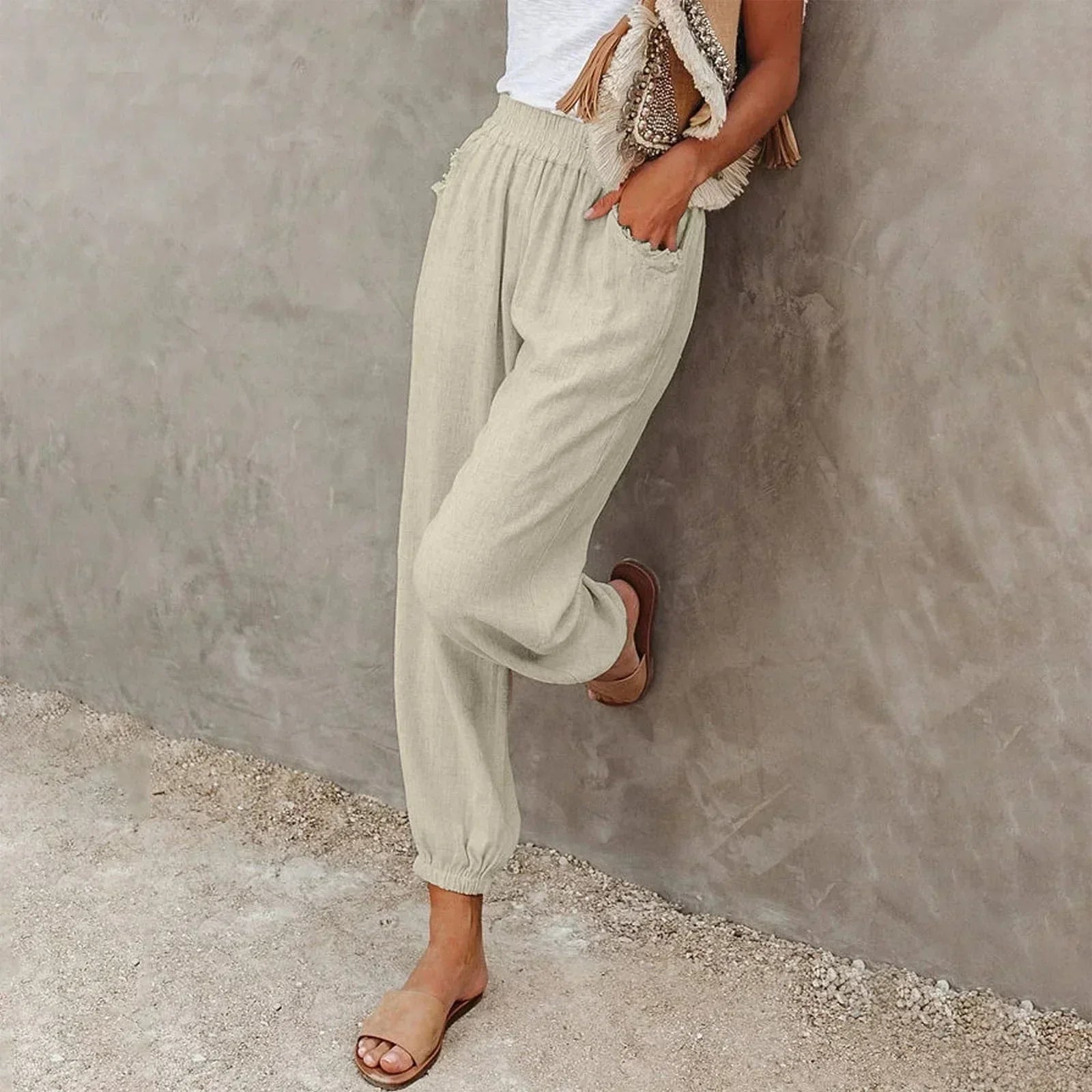 Bree | Women's Summer Pants with High Waist – Lightweight, Breathable & Comfortable with Pockets