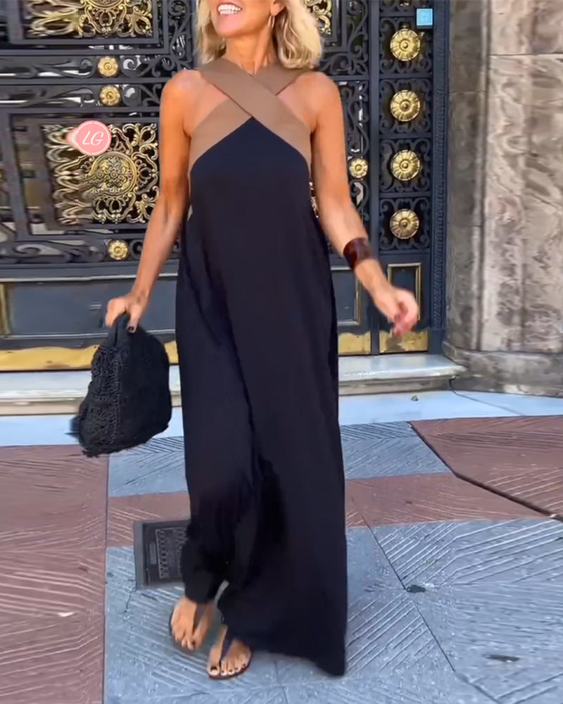 Lindsey | Chic Maxi Cross Neck Dress for Unforgettable Occasions