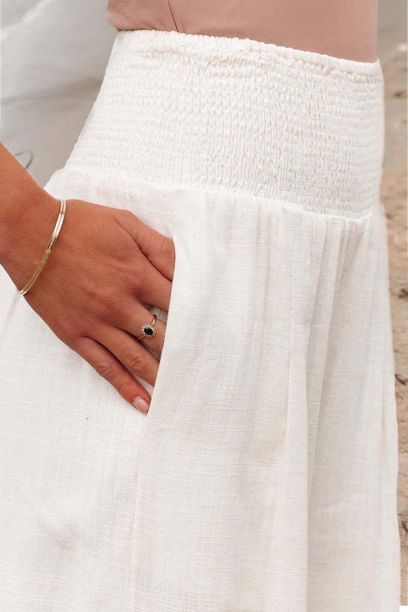 Caitlyn | High-Waisted Smocked Waist Trousers - Lightweight & Flowing Fit