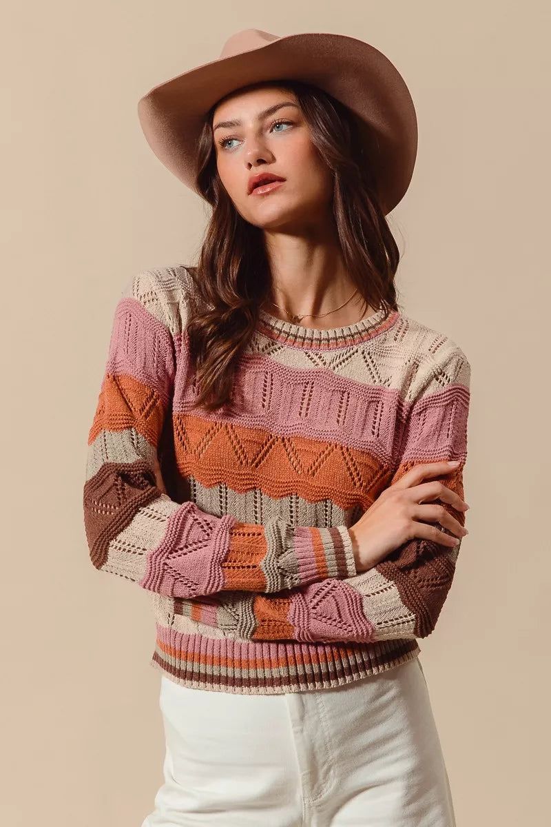 Aliyah | Women's Striped Long Knit Sweater