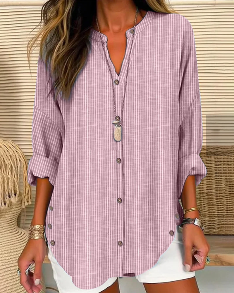 Colette | Chic Loose Fit Long Sleeve Button-Up Blouse for Women