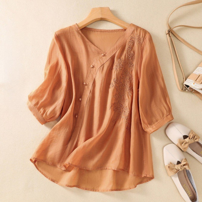 Clarice | Elegant Asymmetrical Button Tunic