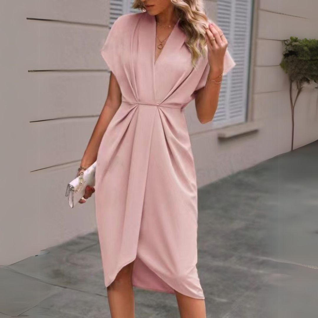 Kathleen | Chic Draped Midi Dress for Women