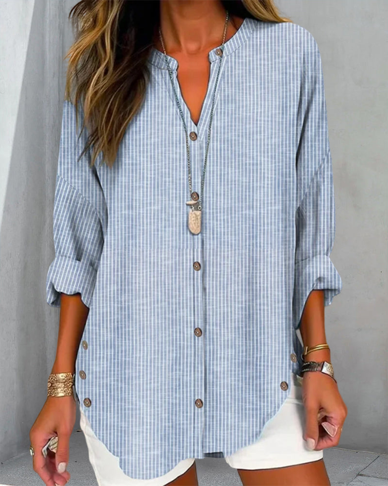 Colette | Chic Loose Fit Long Sleeve Button-Up Blouse for Women