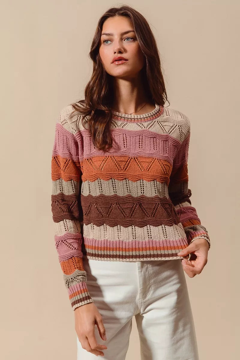 Aliyah | Women's Striped Long Knit Sweater