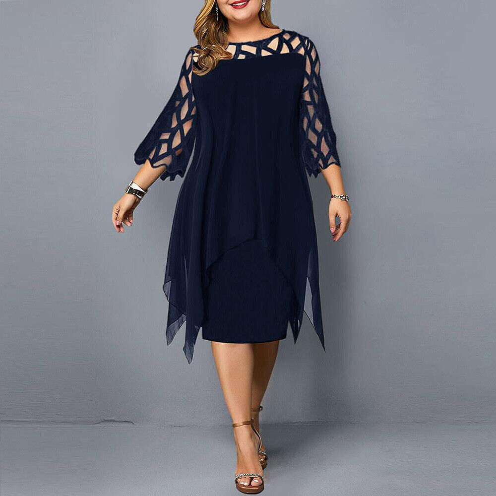 Harriette | Women's 3/4 Sleeve A-Line Midi Dress