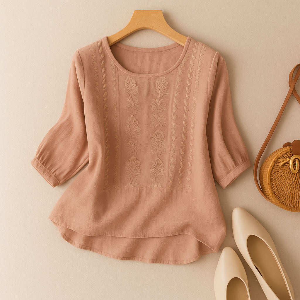 Cassie | Women's 3/4 Sleeve Embroidered Blouse