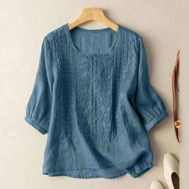 Cassie | Women's 3/4 Sleeve Embroidered Blouse
