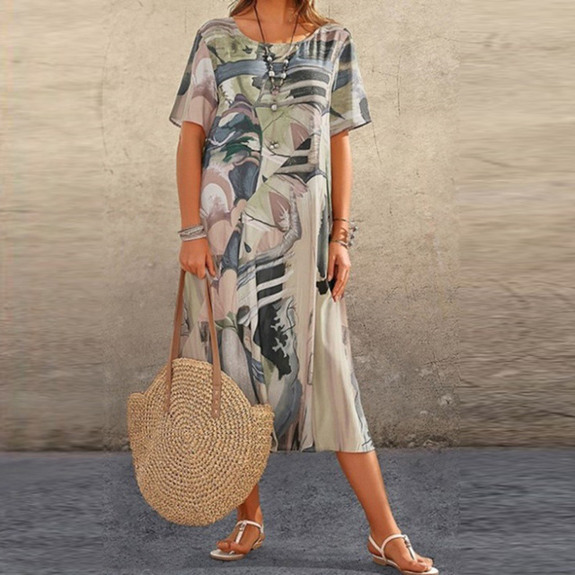 India | Artistic Print Midi Dress