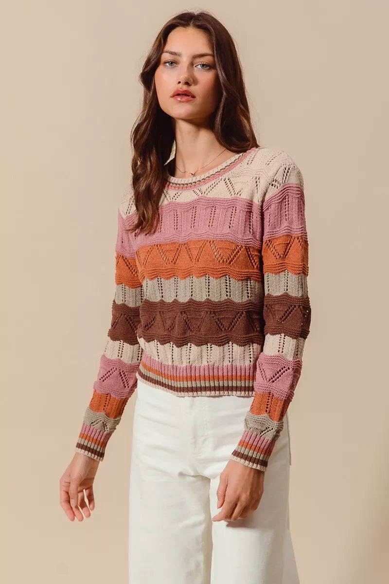 Aliyah | Women's Striped Long Knit Sweater