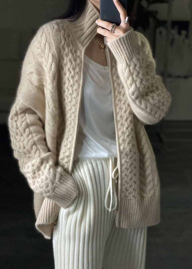 Alvia | Women's Zip-Up Cable Knit Cardigan