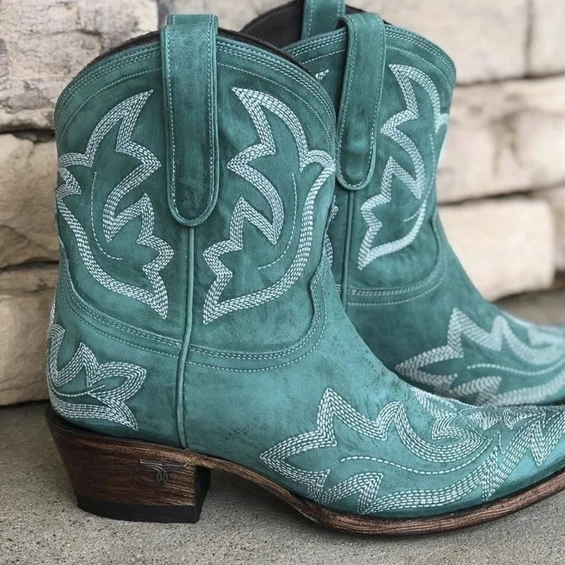 Ashlyn | Women's Embroidered Ankle Cowboy Booties