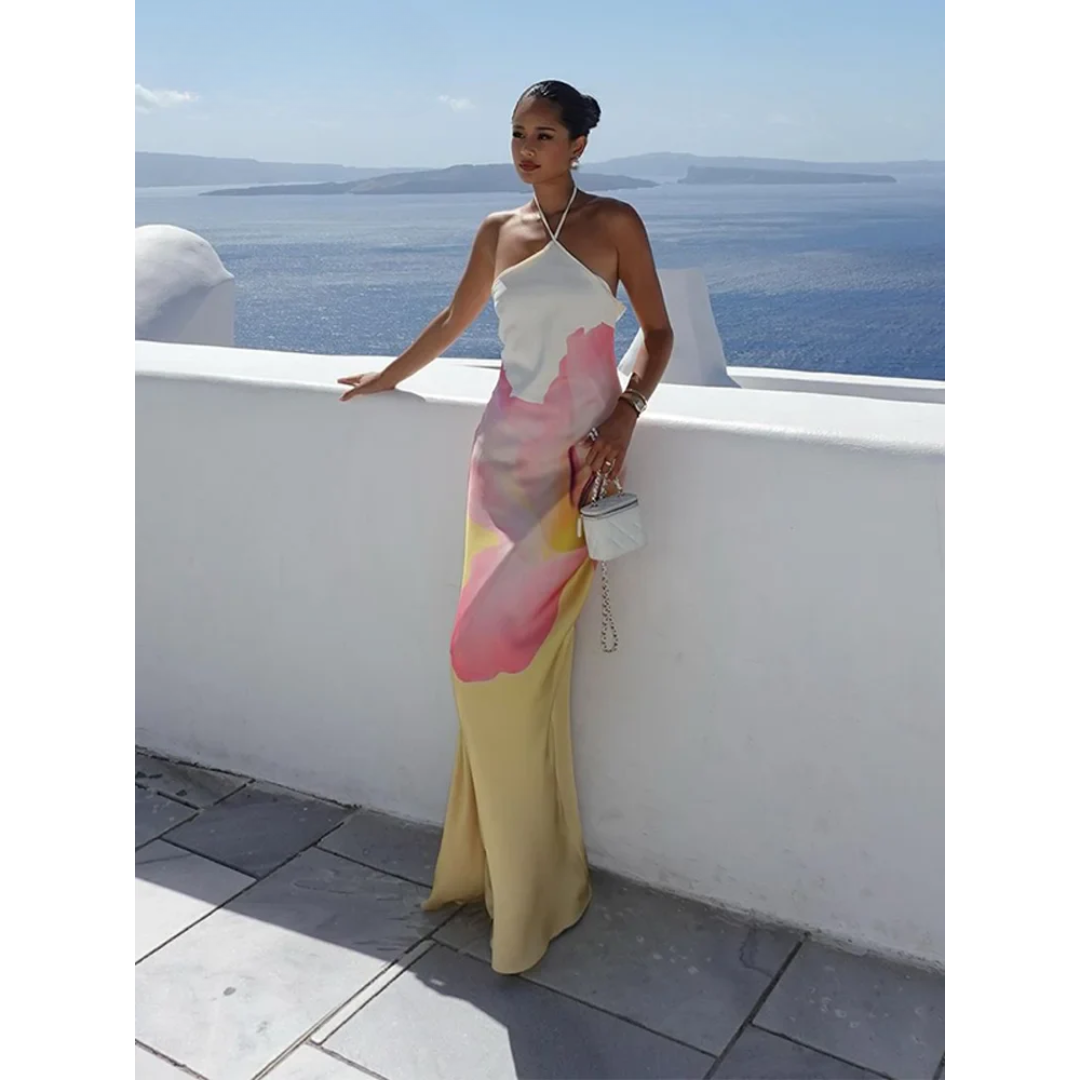 Nicolette | Elegant Floral One-Shoulder Maxi Dress