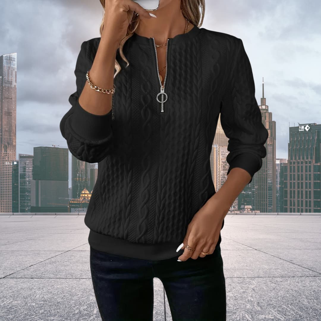 Alvine | Women's Cable Knit Zip-Up Sweater