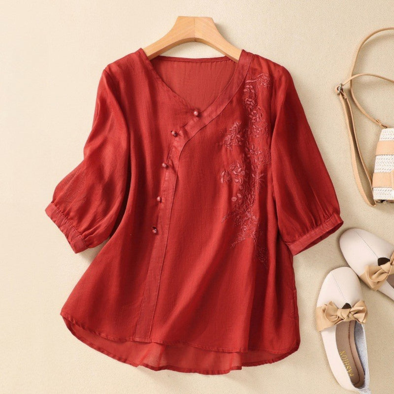 Clarice | Elegant Asymmetrical Button Tunic