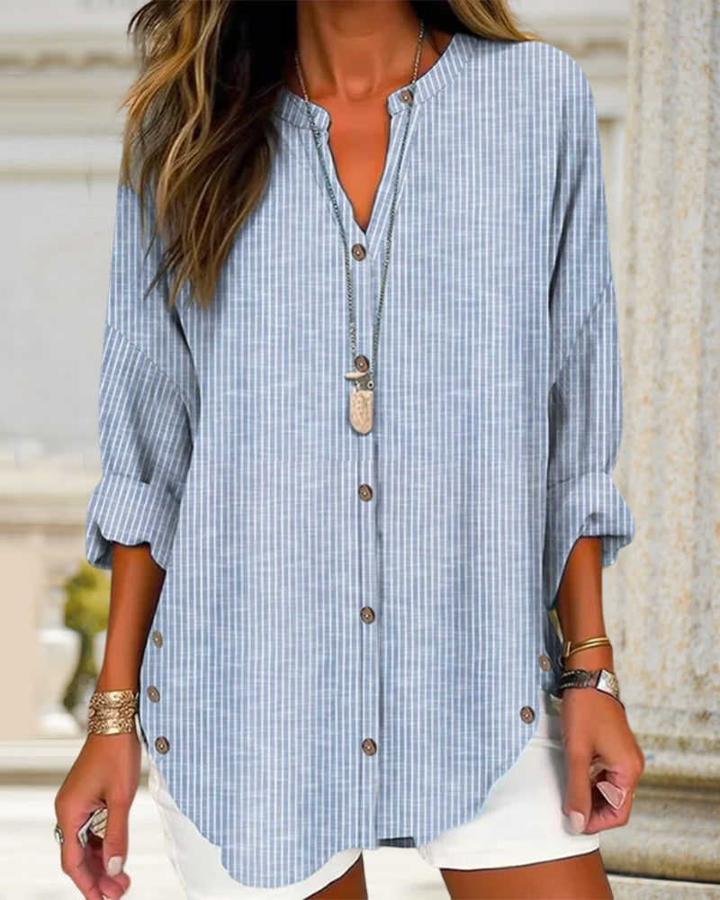 Colette | Chic Loose Fit Long Sleeve Button-Up Blouse for Women