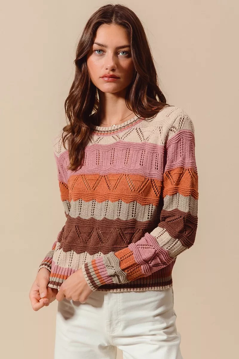Aliyah | Women's Striped Long Knit Sweater